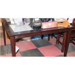 DARK WOOD TONE 4 GLASS PANE KITCHEN TABLE