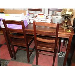 BROWN WOOD TABLE WITH 4 CHAIRS