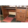 Image 1 : WOOD TONE OFFICE DESK WITH 2 DRAWERS