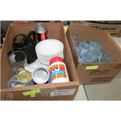 2 BOXES OF DISHWARE INCLUDING CORELLE