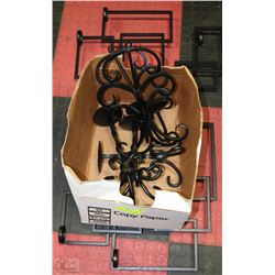 BOX OF WROUGHT IRON CANDLE HOLDERS, 2 WALL