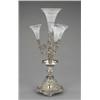 Image 1 : A good late Victorian epergne, the central clear glass trumpet vase and three smaller supporting...