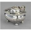 Image 1 : A George III mustard, of half lobed compressed rounded rectangular form, the crested conforming d...