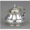 Image 1 : A George IV mustard, of half batwing fluted compressed baluster form, the domed conforming lid wi...