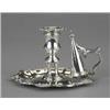 Image 1 : A William IV chamber candlestick, the crested shaped circular fluted tray and detachable nozzle c...