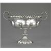 Image 1 : An Art Nouveau two-handled pedestal dessert stand, hammer textured overall, the lobed circular bo...