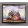 A George III South Staffordshire enamel rectangular box, the hinged domed cover colourfully paint...