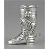 A Victorian silver novelty posy vase, modelled as a riding boot, with spur, embossed and engraved...