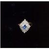 Image 1 : A 9ct gold sapphire and diamond cluster ring, of lozenge design, the central sapphire with a two-...