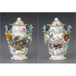 A Minton inverted baluster vase and cover, painted with a landscape with watermill, the reverse w...