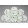 Image 1 : A Minton part dessert service, painted with wild flowers, grasses and butterflies on a soft green...