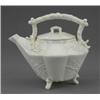 Image 1 : A Belleek teapot and cover, Thorn pattern, of lobed circular form, moulded with blossom, extendin...