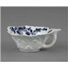 Image 1 : A Worcester spirally leaf moulded butter boat, painted with flowers in blue, 3.5in wide, workman'...