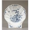 Image 1 : A Worcester fluted scallop shell dish, painted with flowers issuing from rocks in the Chinese sty...