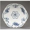 Image 1 : A Worcester junket bowl, moulded and painted in blue with central flower, the fluted shell moulde...