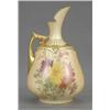 Image 1 : A Royal Worcester blush ivory bulbous ewer, painted with flower sprays, gilt highlights and borde...