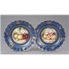 Image 1 : A Royal Worcester powder blue deep plate, the central circular reserve painted with apples, cherr...