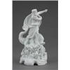 Image 1 : A Derby biscuit figure of Neptune, with flowing robe and dolphin, on shell encrusted base, 8.75in...