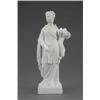 Image 1 : A Derby biscuit figure of Plenty, holding a cornucopia of fruit, on square base, 9.5in high, mark...