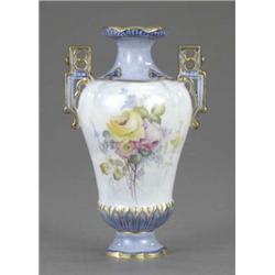 A Royal Crown Derby inverted baluster vase, painted with flower sprays, by Cuthbert Gresley, sign...