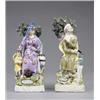 Image 1 : A pair of Staffordshire figures of Elijah and Widow, seated before flower encrusted branches, str...