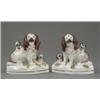 Image 1 : A good pair of Samuel Alcock porcelainous figures of seated King Charles spaniels, each with a pu...