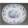 Image 1 : A large opaque china oval meat dish, printed with 'Chinese Marine' pattern in blue, gadrooned rim...