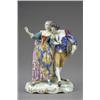 Image 1 : A French group, Blind Man's Bluff, with two 18th century figures, she wears a floral skirt and ap...