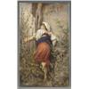 Image 1 : A fine large Dresden rectangular plaque, painted with a country girl kneeling at a wayside shrine...