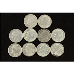 10 ASSORTED SILVER ROOSEVELT DIMES