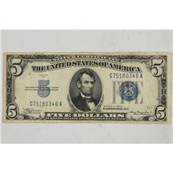 1934-A $5 SILVER CERTIFICATE BLUE SEAL