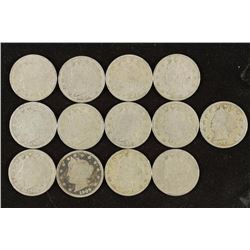 STARTER SET OF 13 LIBERTY "V" NICKELS 1900-1912