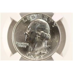 1964-D WASHINGTON SILVER QUARTER NGC MS64