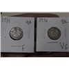 Image 1 : 1931 & 1936 Cdn. Ten Cent pcs.  F/VG