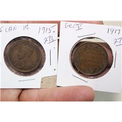 1915 & 1917 Cdn. Large Pennies