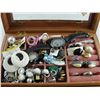 Image 2 : WOODEN AND GLASS JEWELLERY BOX FILLED WITH ASSORTED JEWELLERY