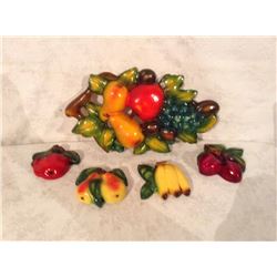 COLLECTION OF FAVOR WARE CHALK WARE WALL HANGINGS FRUIT