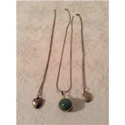 3 STERLING ESTATE NECKLACES W/LOCKETS