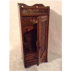 ORIG FINISH OAK CASED PIPE CABINET