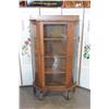 Image 2 : ANTIQUE OAK BOWED GLASS DISPLAY CASE