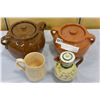 Image 1 : TWO LIDDED BEAN CROCKS AND TWO MOTTO PITCHERS
