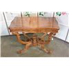 Image 2 : ANTIQUE HIGHLY CARVED WALNUT FLIP OVER GAMES TABLE