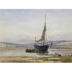 Walter Williams Of Plymouth (1835 - 1906), Halden Moor, Estuary Of The Exe, low tide with fishing...