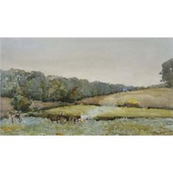 M** Barnard (20th Century), After The Harvest, Cookham, Berkshire, signed, inscribed 'Nr Cookham,...