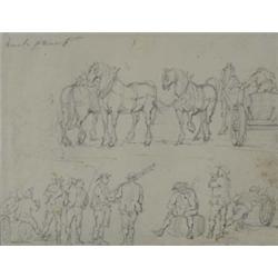 Joseph Nash (1808 - 1878), Studies Of Rustic Figures And Horses, signed, pencil, 4.25in x 5.75in...