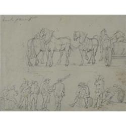 Joseph Nash (1808 - 1878), Studies Of Rustic Figures And Horses, signed, pencil, 4.25in x 5.75in...