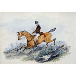 Henry Alken (19th Century), A Pair - Hunting Vignettes, Approaching A Bank, A Safe Landing, each...