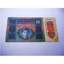 1915 AUSTRIA 10 KRONEN BANKNOTE