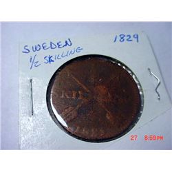 1829 SWEDEN 1/2 SKILLING