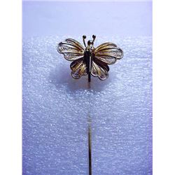 VINTAGE SILVER FILIGREE BUTTERFLY STICK PIN